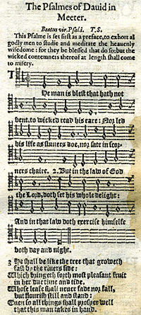 Psalm 1 in a form of the Sternhold and Hopkins version widespread in Anglican usage before the English Civil War (1628 printing). It was from this version that the armies sang before going into battle